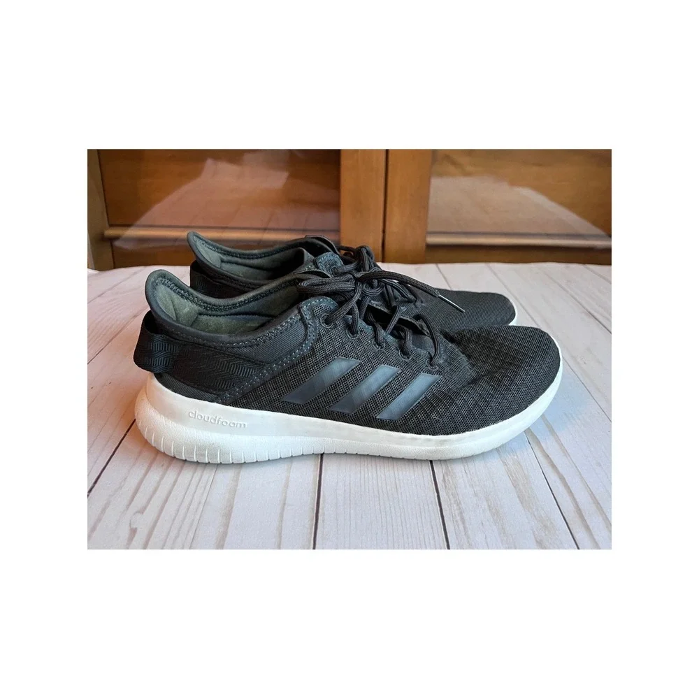 Adidas Cloudfoam QT Flex Womens Lightweight Knit Mesh Sneakers Black White 8.5